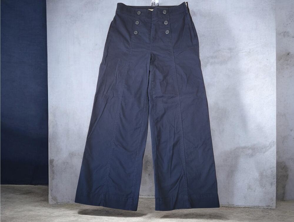 LOFT Sailor Wide Leg Chinos Navy 2P Coastal Classic Chic Minimalist Nautical